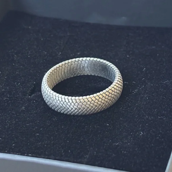 Brand New Sterling Silver 925 Snakeskin Wedding Band Ring Handcrafted Minimalist